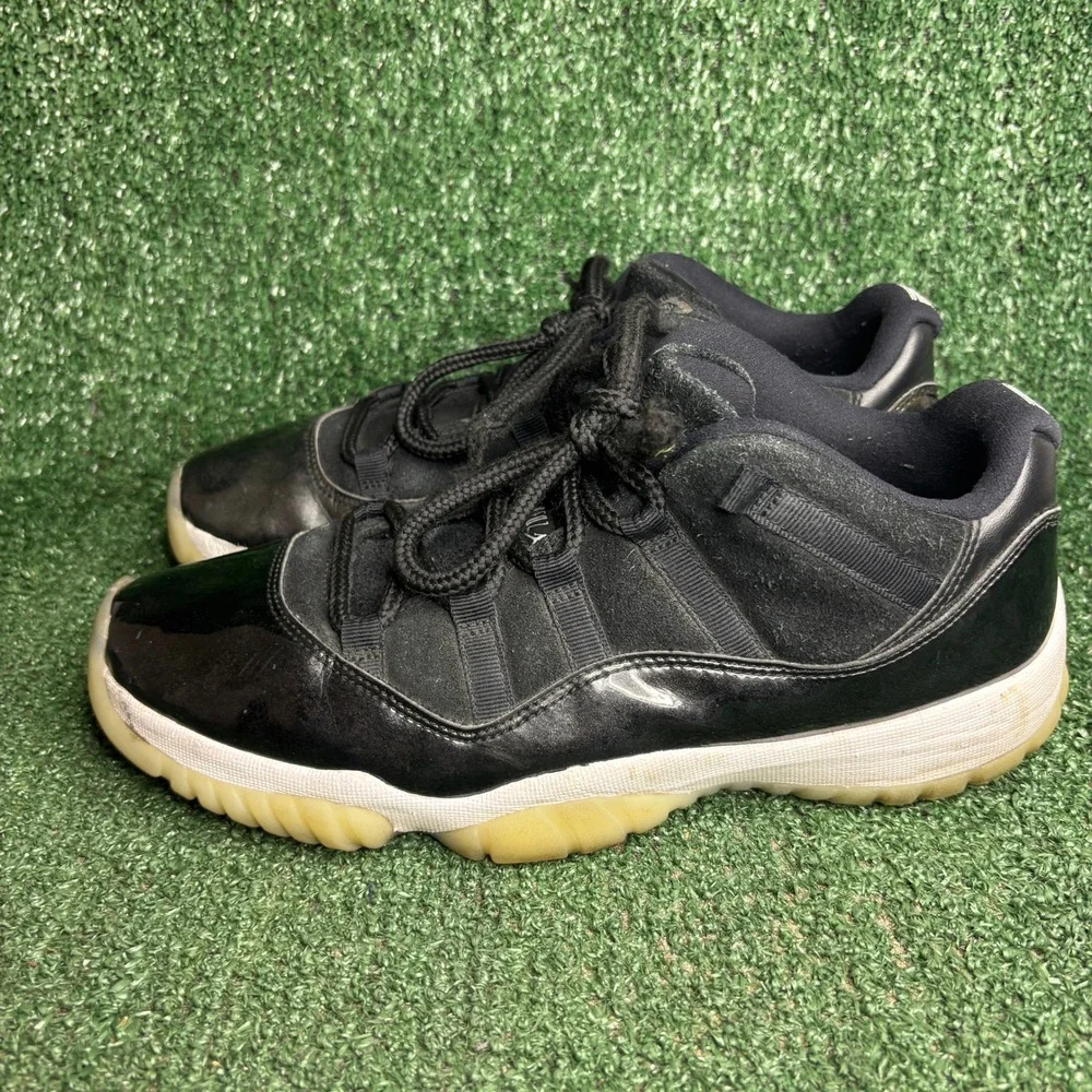 Jordan 11 Retro Low Barons Patent Leather Basketball Sneaker Black Mens Size 9.5